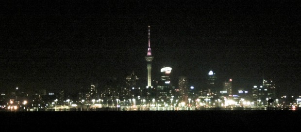 Sailing towards Auckland in the dark